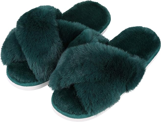 Women's Fuzzy Slippers, House Slippers, Open Toe Slippers Women's Fuzzy Slippers, House Slippers, Open Toe Slippers